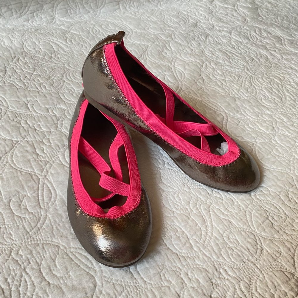 Girls grey with pink ballet style shoes size 1